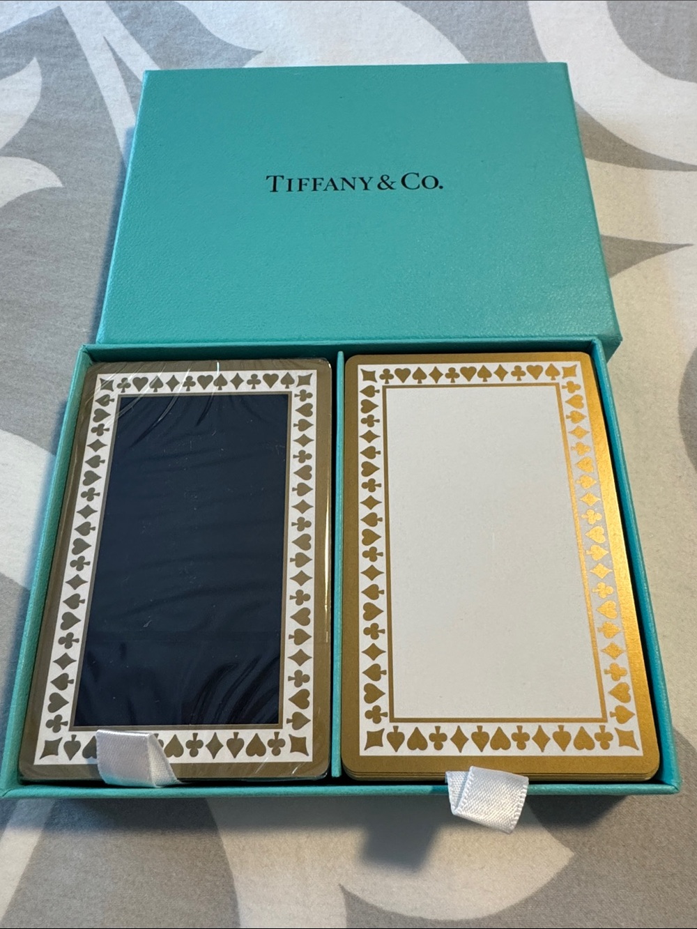 Tiffany & Co. Turquoise Box with Gold-Trim Playing Cards